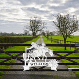 Welcome Cowboy Sign ~ Metal Porch Sign | Metal Gate Sign | Farm Entrance Sign | Metal Farmhouse | Western Door Hanger | Western Welcome Sign