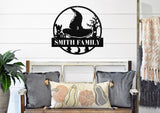 Witch's Hat Custom Welcome Sign ~ Metal Porch Sign, Fall Door Hanger, Fall Metal Sign, Metal Fall Sign, Fall Sign, Porch Sign, Custom Autumn