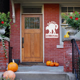Happy Halloween Cat Welcome Sign, Metal Porch Sign, Fall Door Hanger, Fall Metal Sign, Metal Fall Sign, Fall Sign, Porch Sign, Custom Autumn