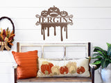 Spooky Pumpkin Monogram, Metal Porch Sign, Fall Door Hanger, Fall Metal Sign, Metal Fall Sign, Fall Sign, Porch Sign, Custom Halloween Sign
