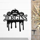 Spooky Pumpkin Monogram, Metal Porch Sign, Fall Door Hanger, Fall Metal Sign, Metal Fall Sign, Fall Sign, Porch Sign, Custom Halloween Sign
