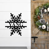 Custom Snowflake Last Name Sign ~ Christmas Door Hanger, Personalized Christmas Décor, Custom Winter Porch Sign, Metal Christmas Sign