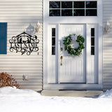 Nativity Family Name Christmas Sign ~ Christmas Door Hanger, Personalized Christmas Décor, Custom Winter Porch Sign, Metal Christmas Sign