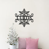Snowflake Family Name Christmas Sign ~ Christmas Door Hanger, Personalized Christmas Décor, Custom Winter Porch Sign, Metal Christmas Sign