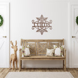 Snowflake Family Name Christmas Sign ~ Christmas Door Hanger, Personalized Christmas Décor, Custom Winter Porch Sign, Metal Christmas Sign