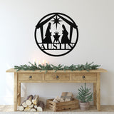 Nativity Family Name Sign ~ Christmas Door Hanger, Personalized Christmas Décor, Custom Winter Porch Sign, Christmas Porch Sign