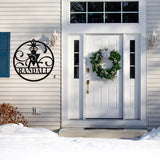 Personalized Nativity Metal Family Name Sign, Christmas Decor