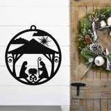 Christmas Nativity Ornament Porch Sign ~ Christmas Door Hanger, Personalized Christmas Décor, Custom Winter Porch Sign, Metal Christmas Sign