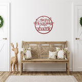 Merry Christmas Ornament Family Name Sign ~ Christmas Door Hanger, Personalized Christmas Décor, Custom Winter Porch Sign, Metal Christmas