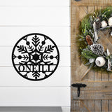 Winter Snowflake Ornament Family Name Sign ~ Christmas Door Hanger, Personalized Christmas Décor, Custom Winter Porch Sign, Metal Christmas