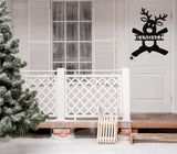 Custom Reindeer Last Name Sign ~ Christmas Door Hanger, Personalized Christmas Décor, Custom Winter Porch Sign, Metal Christmas Sign