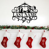 Nativity Family Name Christmas Sign ~ Christmas Door Hanger, Personalized Christmas Décor, Custom Winter Porch Sign, Metal Christmas Sign