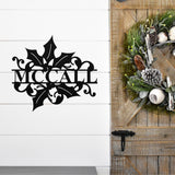 Holly Last Name Christmas Sign ~ Christmas Door Hanger, Personalized Christmas Décor, Custom Winter Porch Sign, Metal Christmas Sign