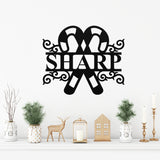 Candy Cane Last Name Sign ~ Christmas Door Hanger, Personalized Christmas Décor, Custom Winter Porch Sign, Metal Christmas Porch Sign