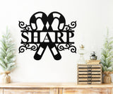 Candy Cane Last Name Sign ~ Christmas Door Hanger, Personalized Christmas Décor, Custom Winter Porch Sign, Metal Christmas Porch Sign
