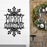 Merry Christmas Snowflake Sign ~ Christmas Door Hanger, Personalized Christmas Décor, Custom Winter Porch Sign, Metal Christmas Porch Sign