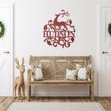 Christmas Reindeer Last Name Sign ~Christmas Door Hanger, Personalized Christmas Décor, Custom Winter Porch Sign, Metal Christmas Porch Sign