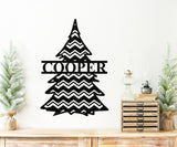 Christmas Tree Last Name Sign ~ Christmas Door Hanger, Personalized Christmas Décor, Custom Winter Porch Sign, Metal Christmas Porch Sign