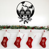Christmas Village Santa Sign ~ Christmas Door Hanger, Personalized Christmas Décor, Custom Winter Porch Sign, Metal Christmas Porch Sign