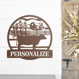 Cow Personalized Family Name Sign ~ Metal Porch Sign | Metal Gate Sign | Farm Entrance Sign | Metal Farmhouse | Cow Sign | Highland Cow