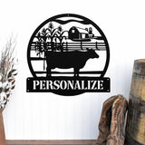 Cow Personalized Family Name Sign ~ Metal Porch Sign | Metal Gate Sign | Farm Entrance Sign | Metal Farmhouse | Cow Sign | Highland Cow