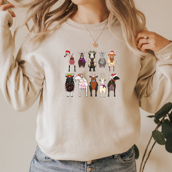 Goat Festive Christmas, Goat Santa Sweatshirt, Christmas Sweatshirt, Goat Sweatshirt, Christmas Family Shirt, Western Sweatshirt