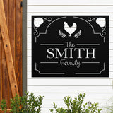 Welcome Chicken Family Sign ~ Outdoor Metal Sign, Door Hanger Sign, Last Name Sign, Wedding Gift,  Personalized Metal Sign, Gift For Couple