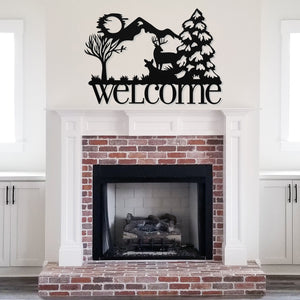 Welcome Deer Scene ~ Metal Porch Sign | Personalized Metal Sign | Custom Porch