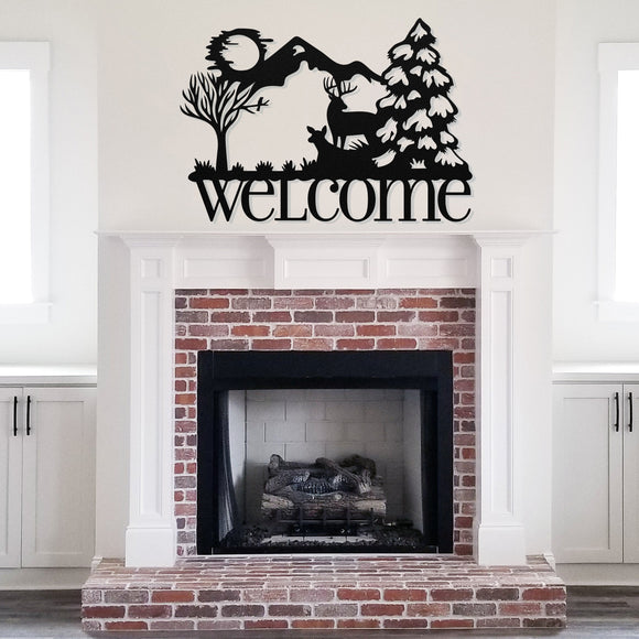 Welcome Deer Scene ~ Metal Porch Sign | Personalized Metal Sign | Custom Porch