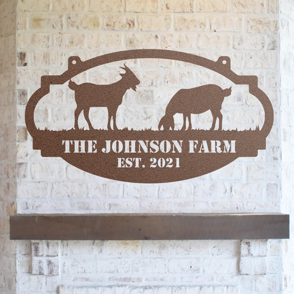 Goat Custom Farm Welcome Sign ~ Metal Porch Sign | Metal Gate Sign | Farm Entrance Sign | Metal Farmhouse