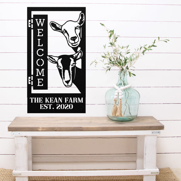 Custom Goat Farm Welcome Sign ~ Metal Porch Sign | Metal Gate Sign | Farm Entrance Sign | Metal Farmhouse | Goat Sign