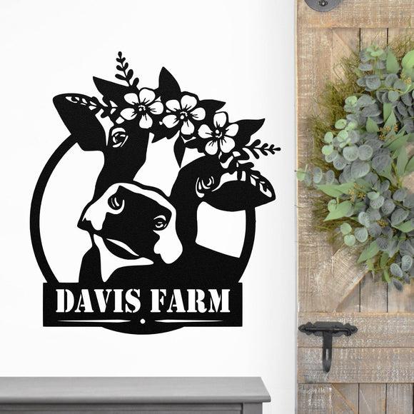 Monogram Cow Farm Welcome Sign ~ Metal Porch Sign | Metal Gate Sign | Farm Entrance Sign | Metal Farmhouse