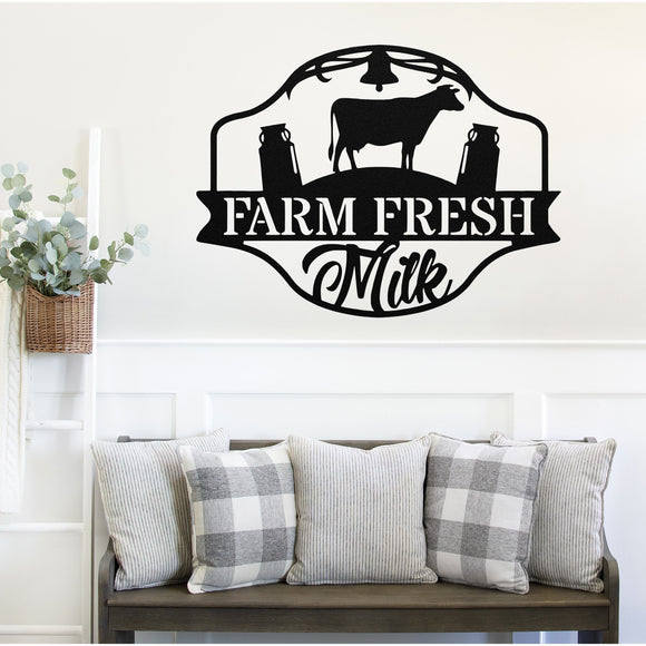 Farm Fresh Milk Sign ~ Metal Porch Sign | Metal Gate Sign | Farm Entrance Sign | Metal Farmhouse
