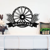 Wheat Monogram Sign ~ Metal Porch Sign | Metal Gate Sign | Farm Entrance Sign | Metal Farmhouse