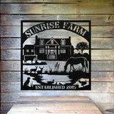 Farm Scene Name Sign ~ Metal Porch Sign | Metal Gate Sign | Farm Entrance Sign | Metal Farmhouse
