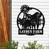 Pig Farm Monogram Sign ~ Metal Porch Sign | Metal Gate Sign | Farm Entrance Sign | Metal Farmhouse