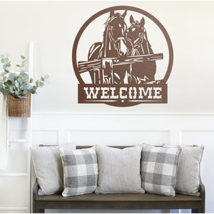 Horse Welcome Sign ~ Metal Porch Sign | Metal Gate Sign | Farm Entrance Sign | Metal Farmhouse