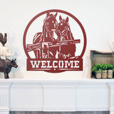 Horse Welcome Sign ~ Metal Porch Sign | Metal Gate Sign | Farm Entrance Sign | Metal Farmhouse