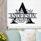 Personalized Floral Family Name Sign ~ Outdoor Metal Sign, Door Hanger Sign, Metal Monogram Sign, Last Name Sign, Wedding Gift