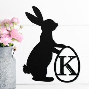 Easter Bunny Family Monogram Sign ~ Metal Porch Sign | Front Door Sign | Personalized Entrance Sign | Metal Spring Sign
