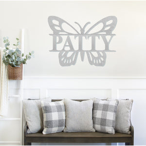 Butterfly Last Name Sign ~ Metal Porch Sign | Front Door Sign | Personalized Entrance Sign | Metal Spring Sign