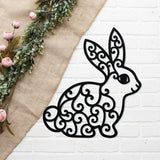 Floral Easter Bunny Sign ~ Metal Porch Sign | Front Door Sign | Personalized Entrance Sign | Metal Spring Sign