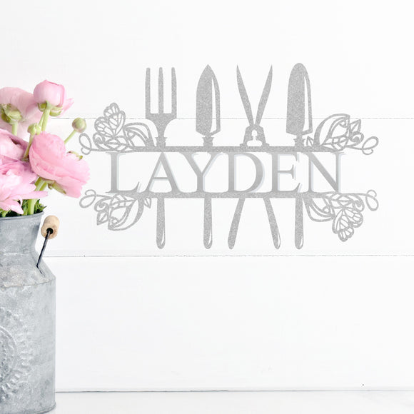Gardening Last Name Sign ~ Metal Porch Sign | Front Door Sign | Personalized Entrance Sign | Metal Spring Sign