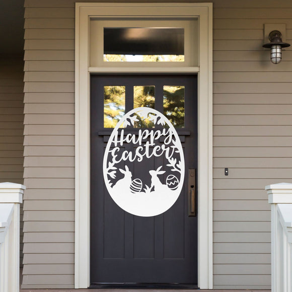 Happy Easter Sign ~ Metal Porch Sign | Front Door Sign | Personalized Entrance Sign | Metal Spring Sign