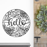 Hello Floral Round Sign ~ Metal Porch Sign | Front Door Sign | Personalized Entrance Sign | Metal Spring Sign