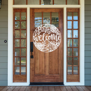 Floral Welcome Metal Sign ~ Metal Porch Sign | Front Door Sign | Personalized Entrance Sign | Metal Spring Sign