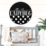 Hello Lady Bug Metal Sign ~ Metal Porch Sign | Front Door Sign | Personalized Entrance Sign | Metal Spring Sign