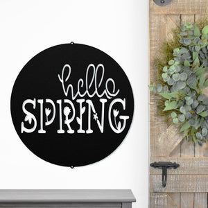 Hello Spring Sign ~ Metal Porch Sign | Front Door Sign | Personalized Entrance Sign | Metal Spring Sign