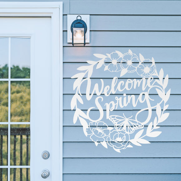 Welcome Spring Sign ~ Metal Porch Sign | Front Door Sign | Personalized Entrance Sign | Metal Spring Sign