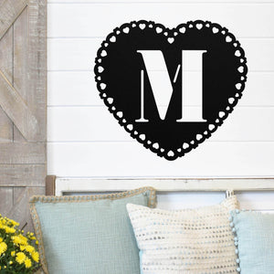 Monogram Heart Sign ~ Metal Porch Sign | Front Door Sign | Personalized Entrance Sign | Metal Spring Sign